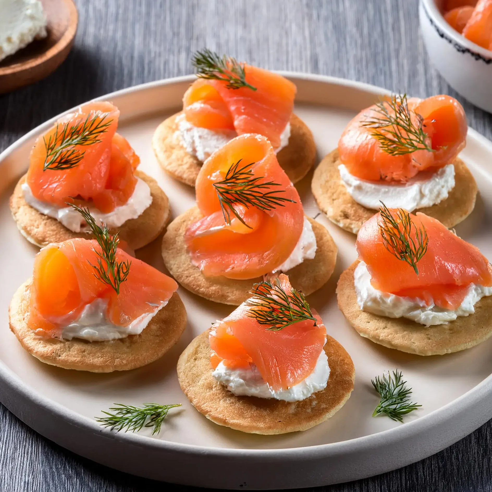 Smoked Salmon and Cream Cheese Blinis