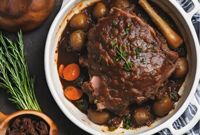 beef Shank in a pot with carrot