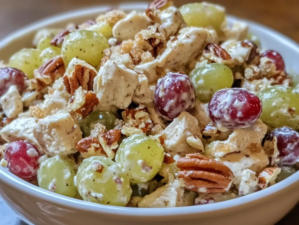 a bowl of Chicken Salad Chick grape salad.