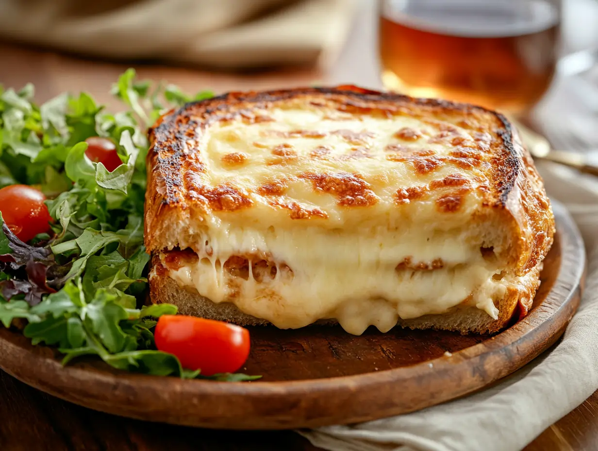 A golden croque monsieur