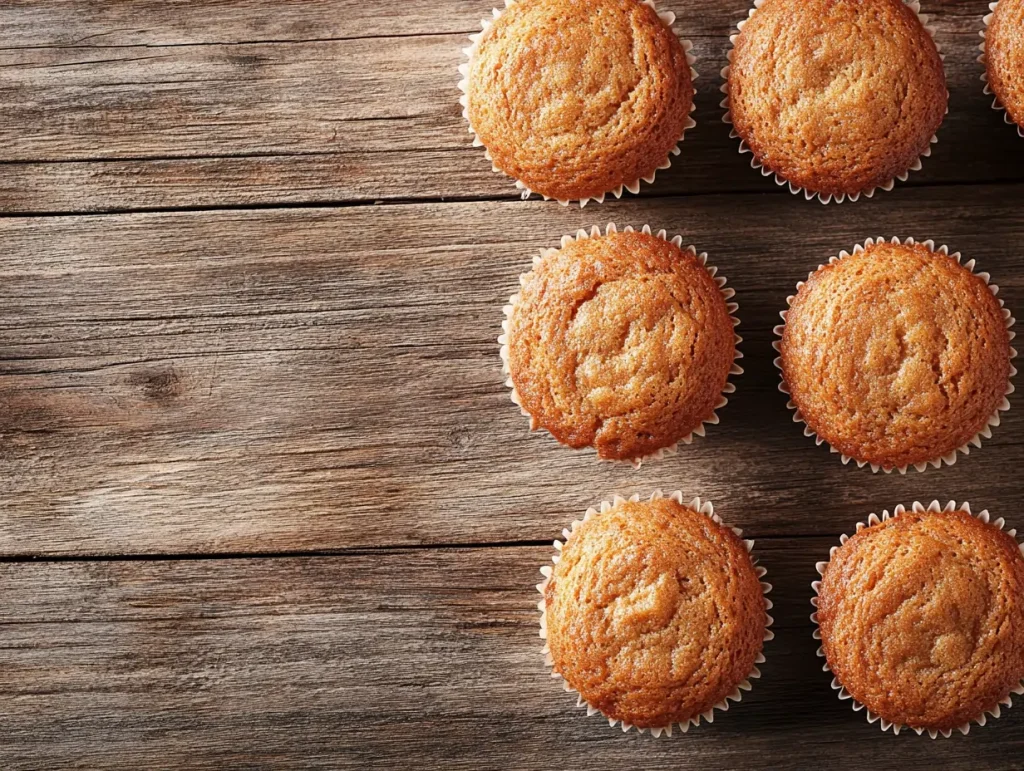 Top-down view of freshly baked Gluten-Free Pumpkin Muffins with a rich golden-brown crust