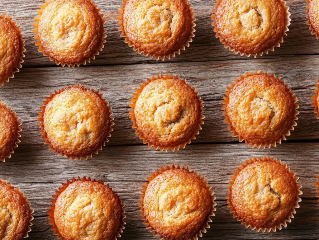 op-down view of freshly baked Gluten-Free Pumpkin Muffins with a rich golden-brown crust