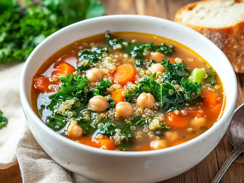 bowl of freshly made chopt soup with quinoa