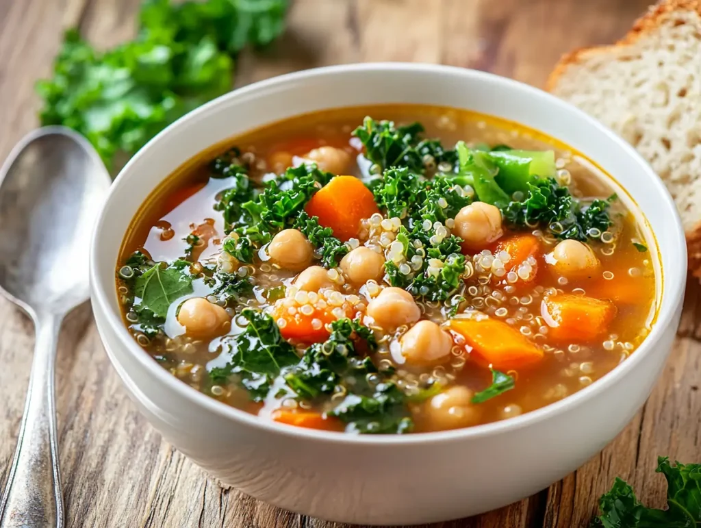 bowl of freshly made chopt soup with quinoa