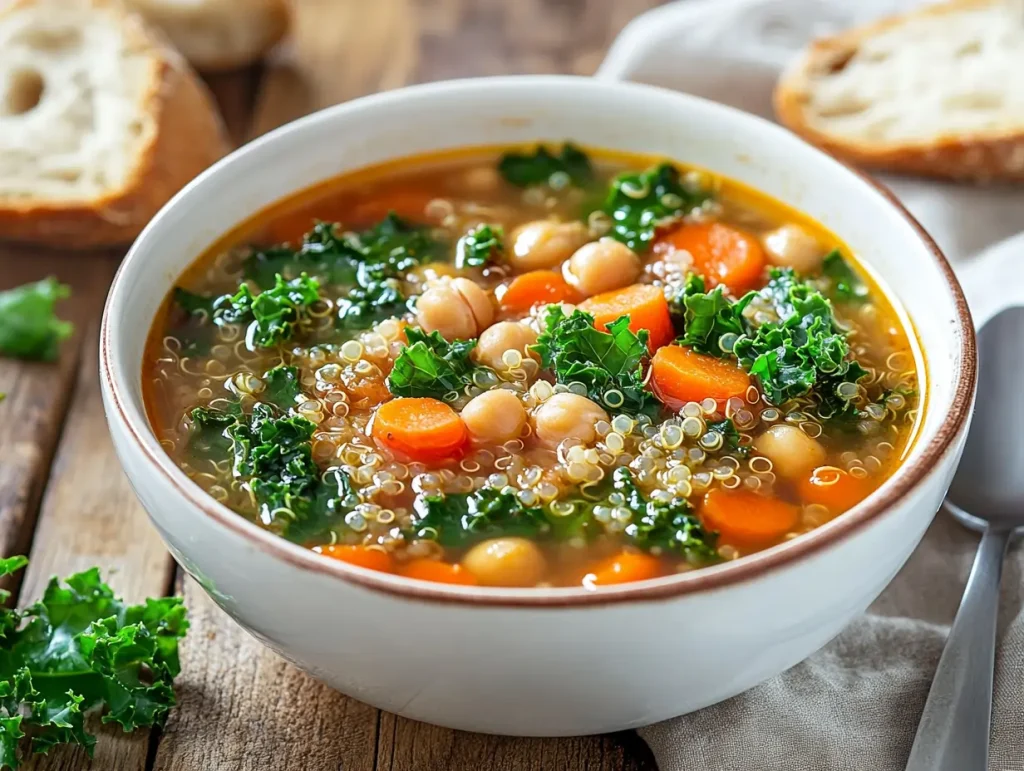 bowl of freshly made chopt soup with quinoa
