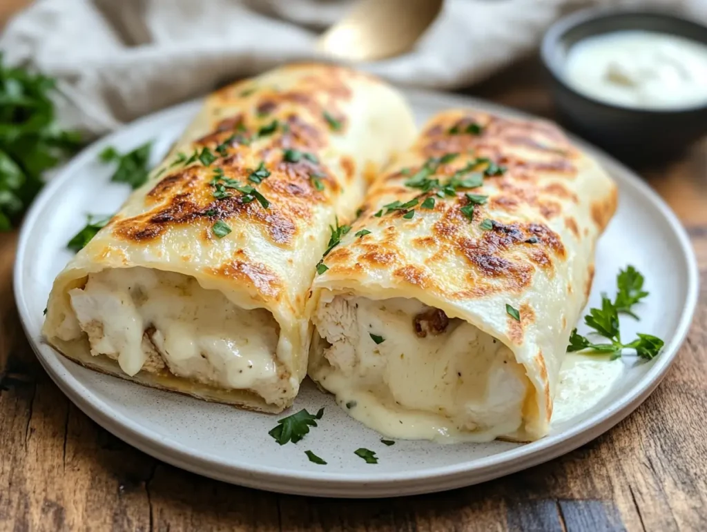 Cheesy Garlic Chicken Wraps