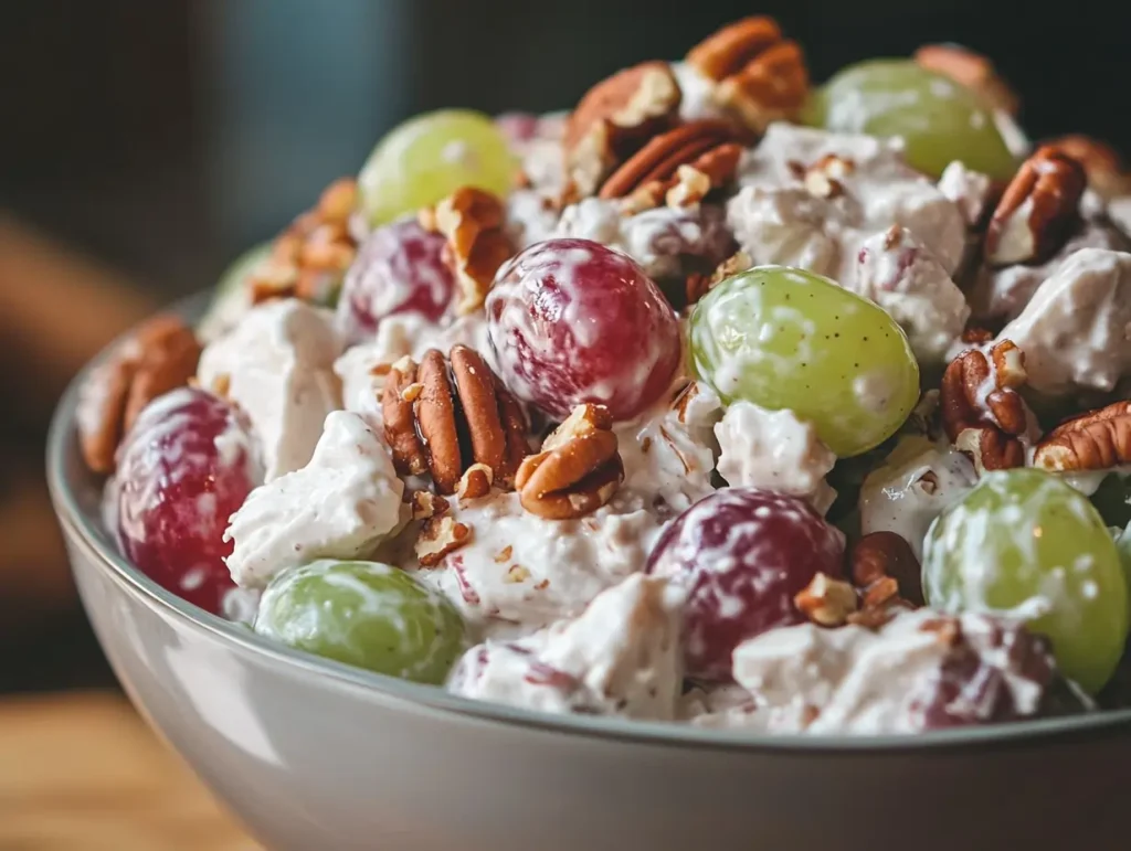 a bowl of Chicken Salad Chick grape salad.