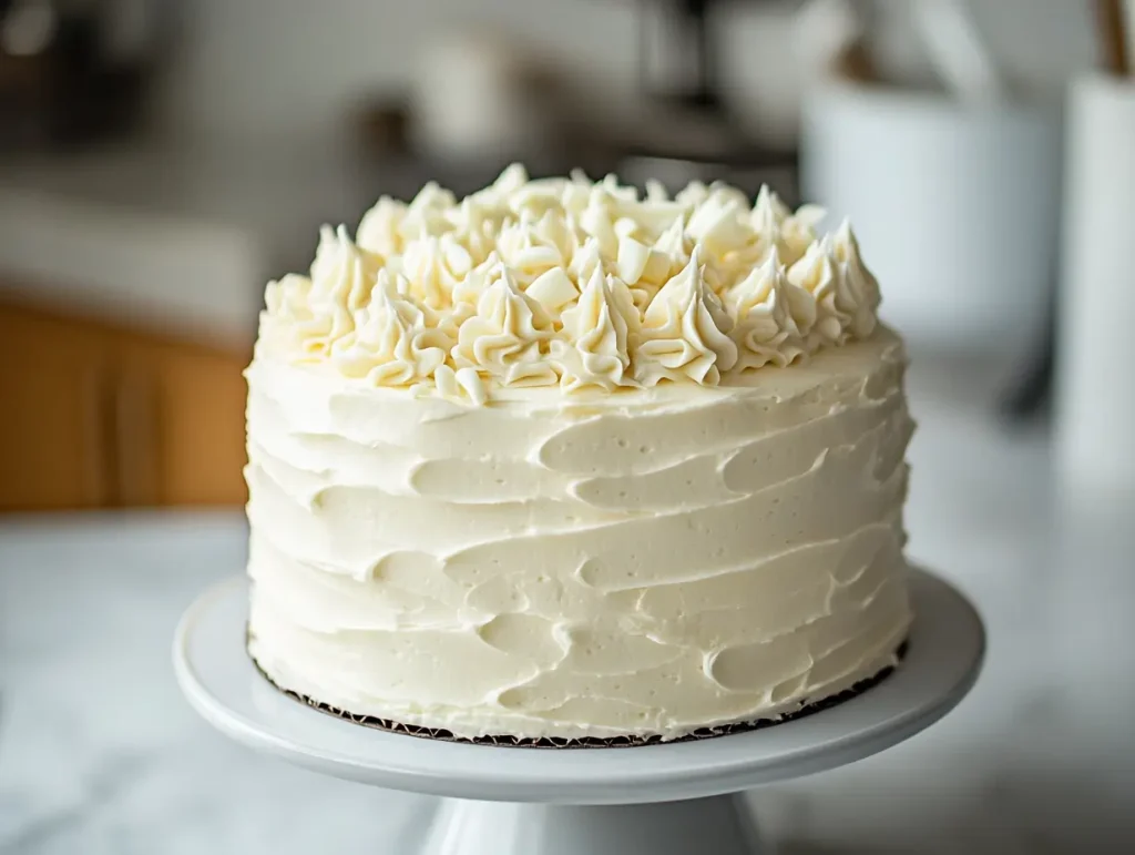 homemade white chocolate cake made with gluten-free ingredients