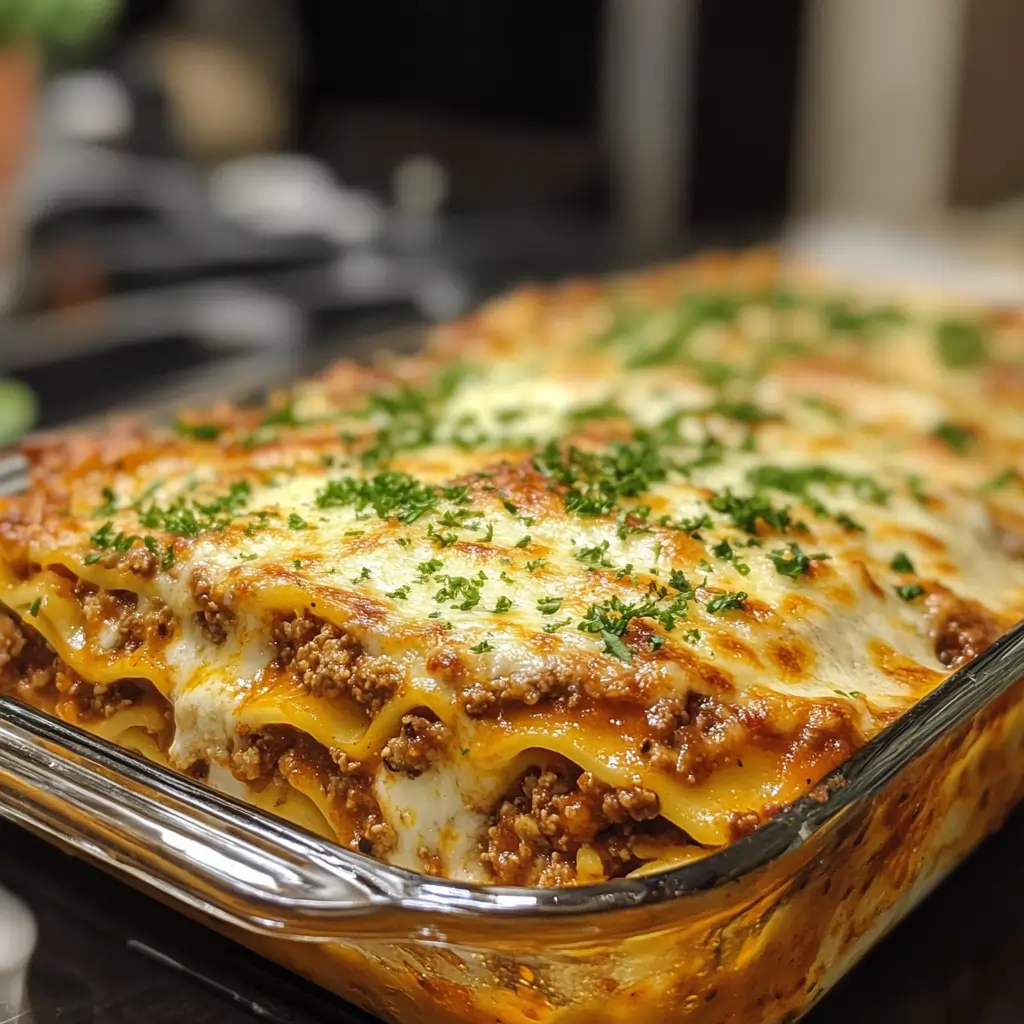lasagna in a casserole dish