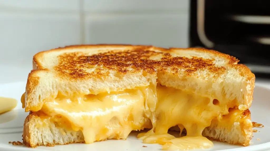 Delicious Grilled Cheese in the Toaster Oven with a golden crust and cheesy filling, served warm and fresh.
