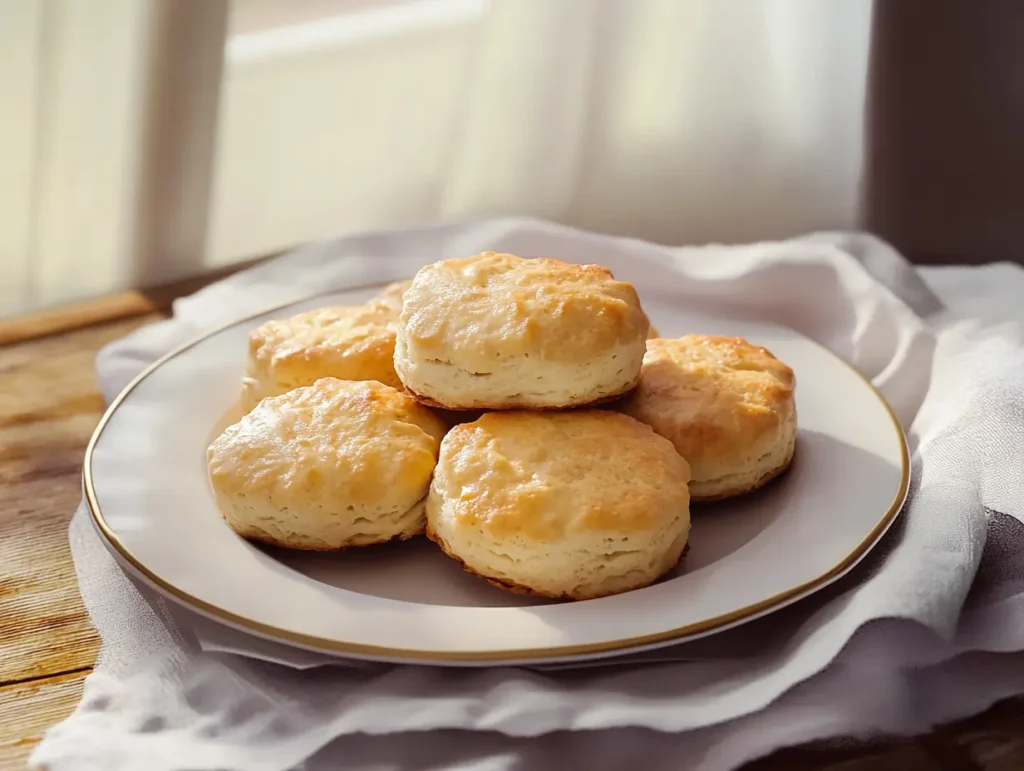 Warm air-fried biscuits on a plate, perfect for breakfast or snacks.