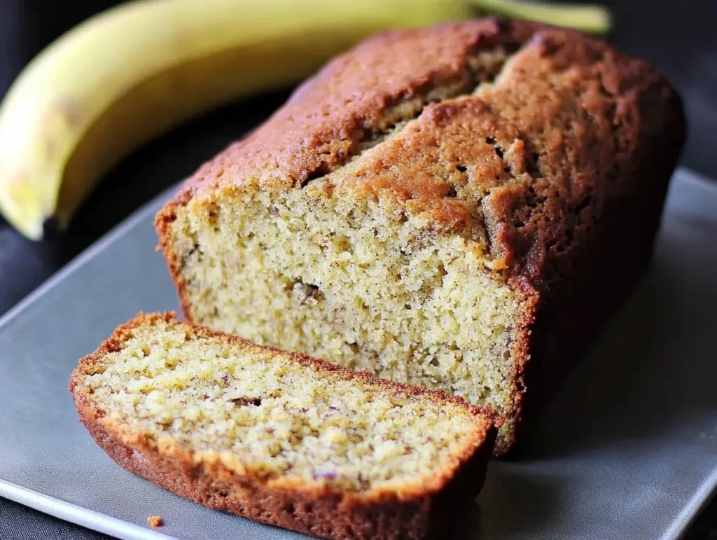 3-ingredient banana bread in a plate