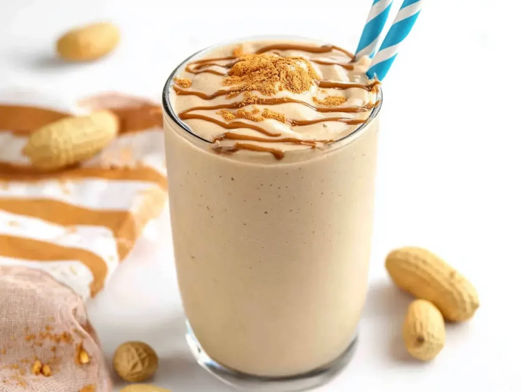 Creamy Peanut Butter Smoothie without banana in a Glass